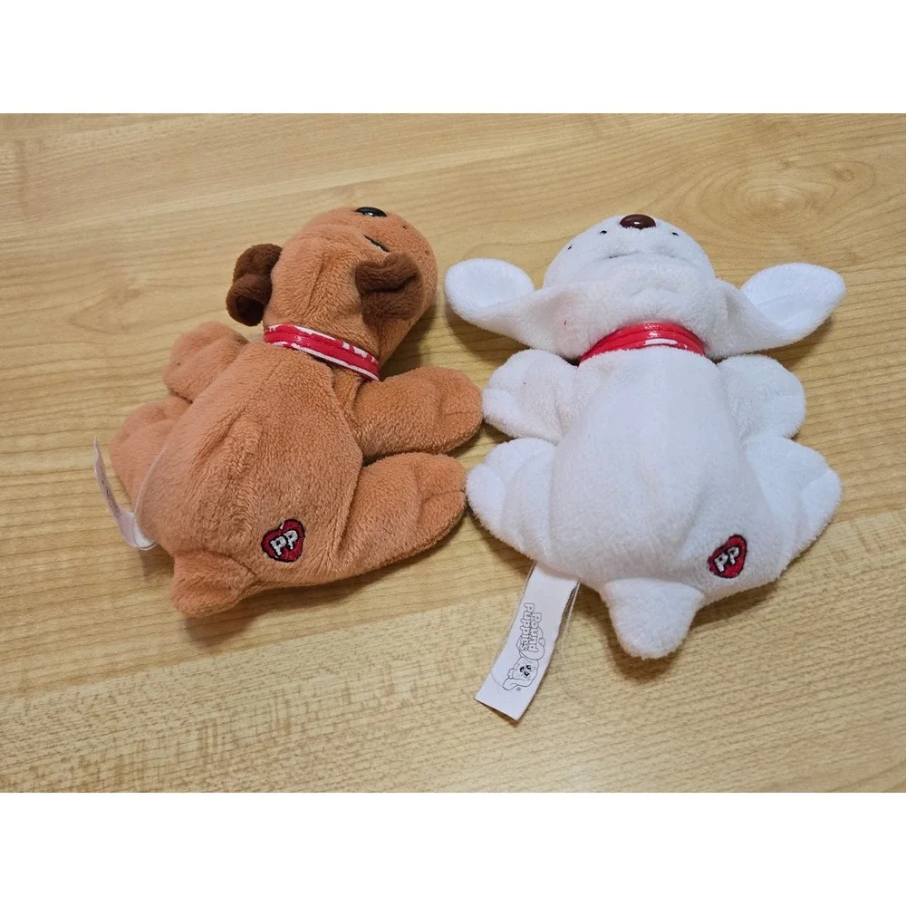 Vintage 2007 Pound Puppies Plush Set Tan Brown White Spotted Dog 6‎ Inch 2pc